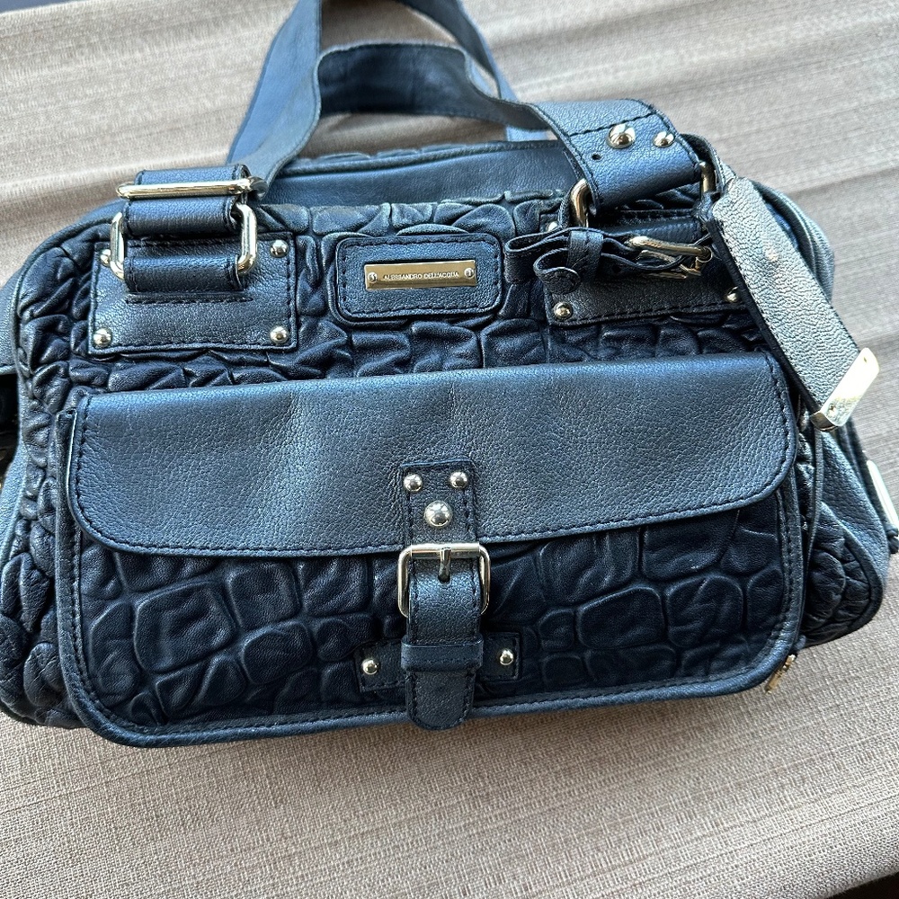 Alessandro Dell Aqua Grey Leather Bag